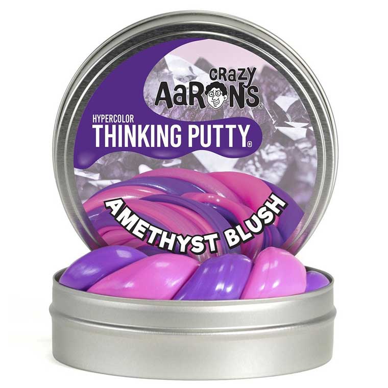 Tin of Crazy Aaron's Amethyst Blush Hypercolor® Thinking Putty®.