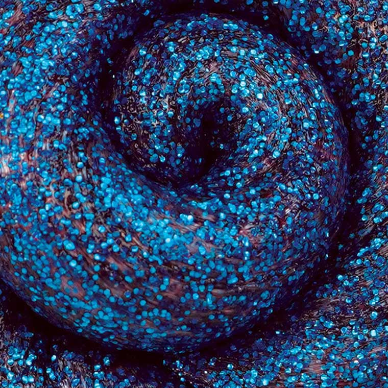 Close up texture of blue glitter putty.