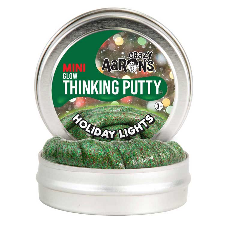 Mini tin of Crazy Aaron's Holiday Lights Thinking Putty®.