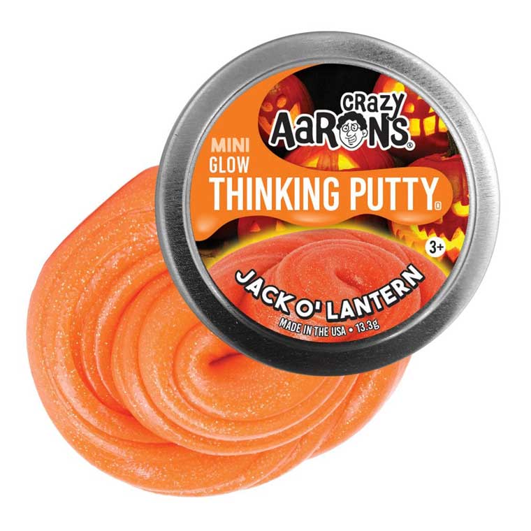 Mini tin of Crazy Aaron's Jack O' Lantern Thinking Putty®.