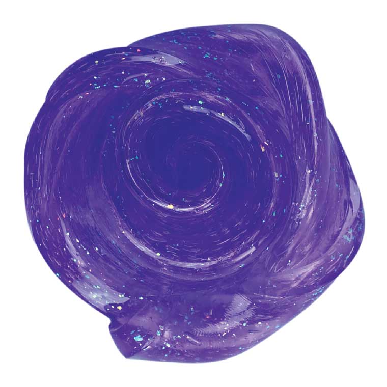 Transparent purple putty shaped into a sphere.