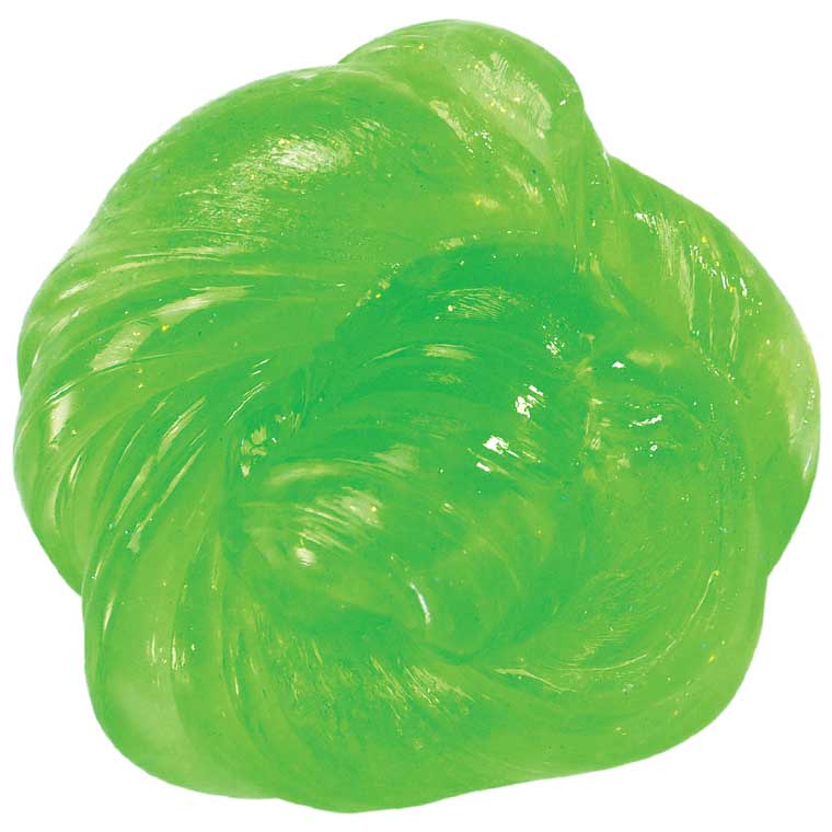 Clear green putty in the shape of a ball.