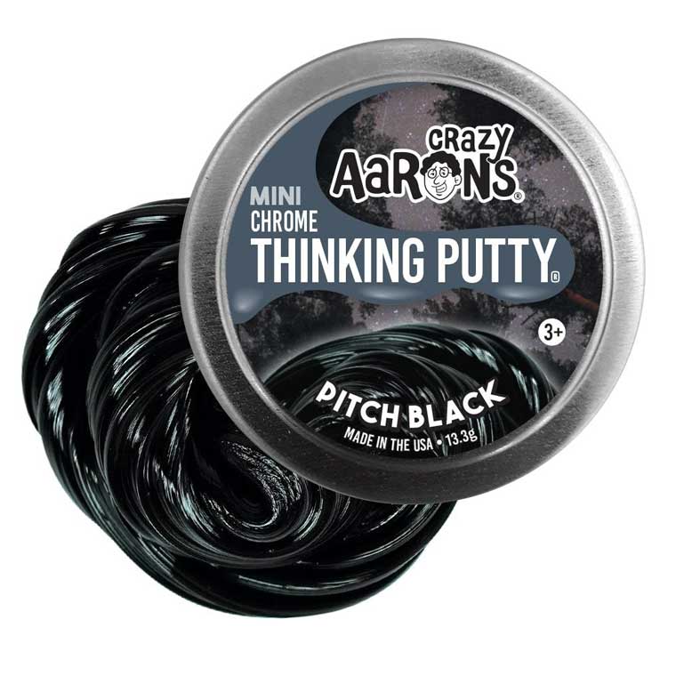 Mini tin of Crazy Aaron's Pitch Black Thinking Putty®.