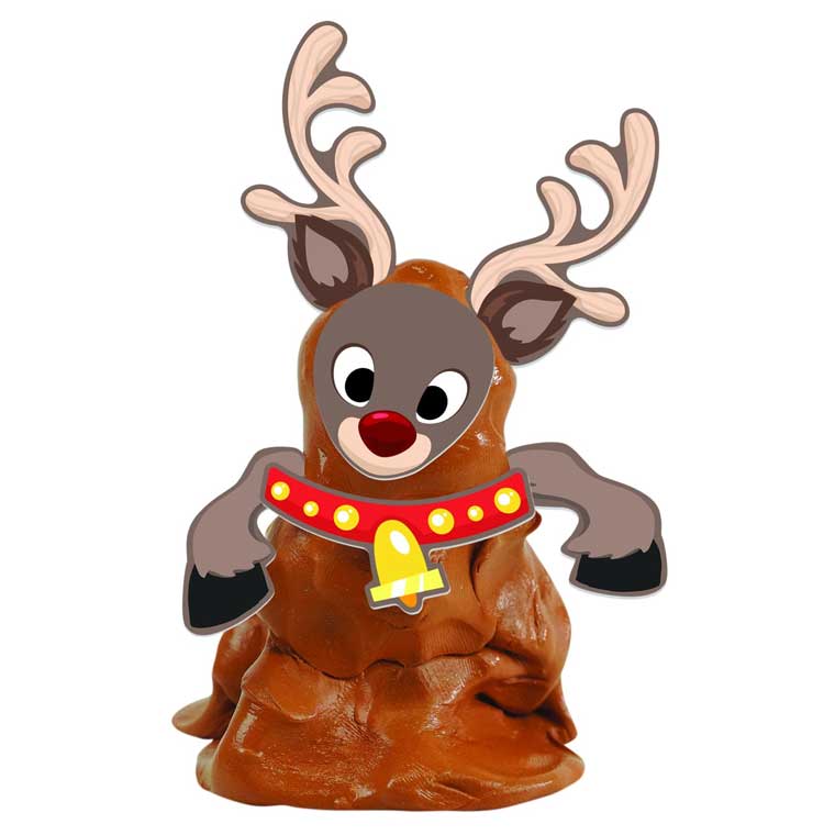Sculpted brown putty with reindeer punch out pieces on it. 