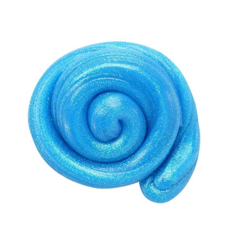 Blue putty shaped into a spiral on a white background.