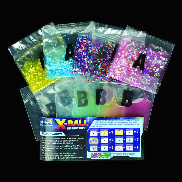 All contents included in Crazy Aaron's X-Ball refill kit.