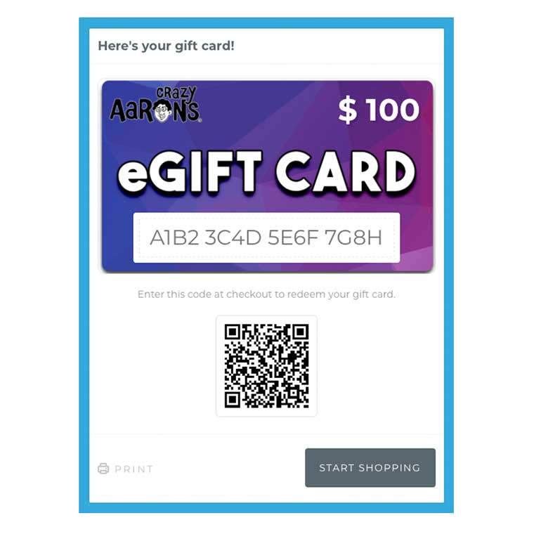 eGift Card email presentation example.